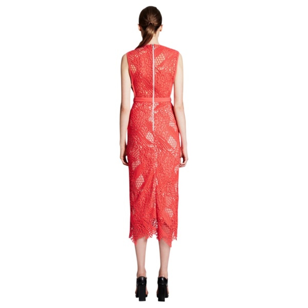 Manning Cartell Gallery Views Sheath Midi Formal Dress Coral Size M Luxury - Picture 2 of 9